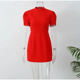 Red Back Bowknot Mini Dress