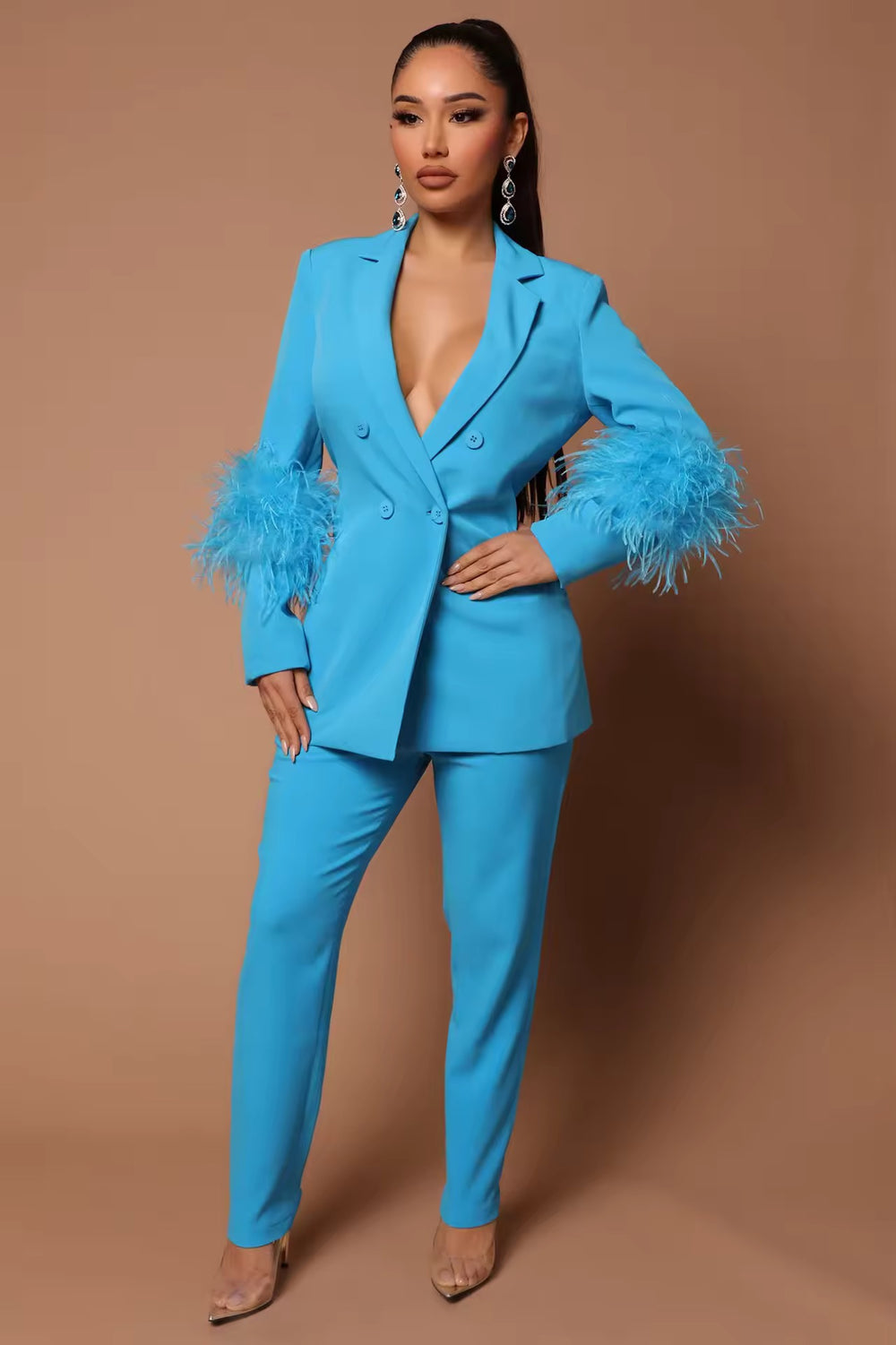 Aaliyah Vintage Featherd Hem Suit