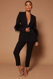 Aaliyah Vintage Featherd Hem Suit