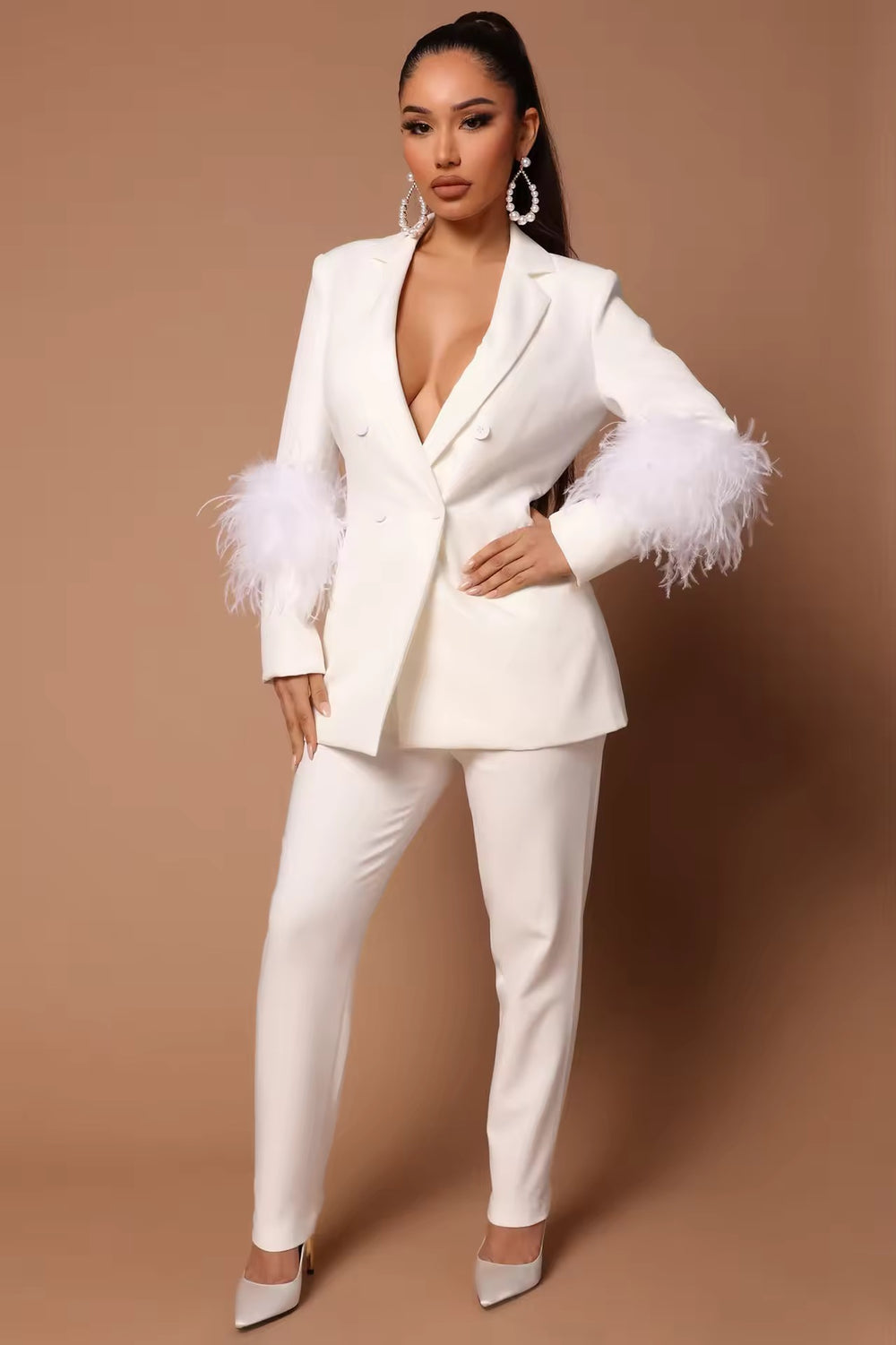 Aaliyah Vintage Featherd Hem Suit