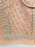 Tarik Nude Faux Pearl Embellished Blazer