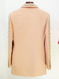 Tarik Nude Faux Pearl Embellished Blazer